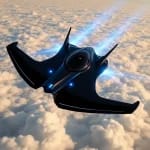 Konzeptzeichnung eines futuristischen Hyperschallflugzeugs im Flug