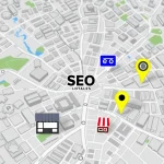 Lokale SEO-Strategie für kleine Unternehmen visualisiert auf einer Stadtkarte